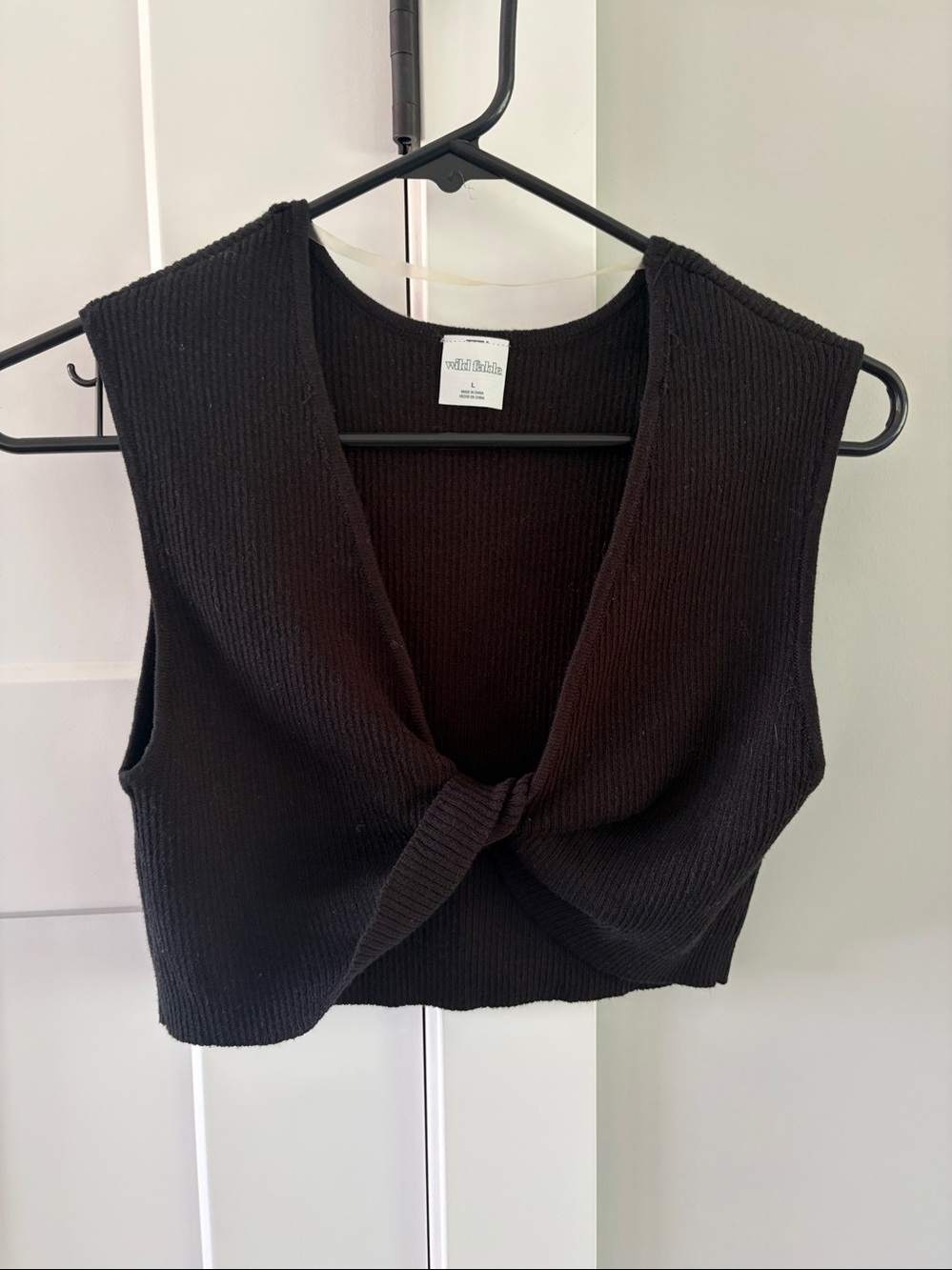 wild fable Black Twist-Front Ribbed Knit Tank